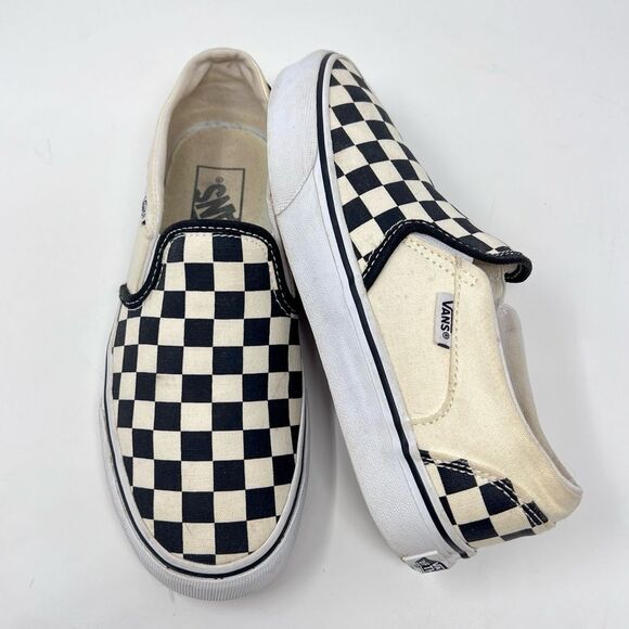 Vans Classic Checkerboard Off-White and Black Canvas Slip-On Sneakers Women’s 6 - Picture 9 of 9